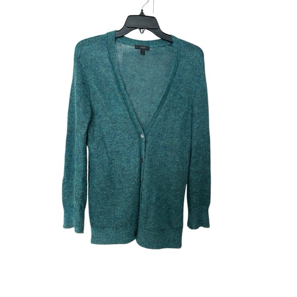 J.CREW Sweaters - J CREW KID MOHAIR CARDIGAN‎ SWEATER SHEER KNIT GREEN Size Small #KL14-8